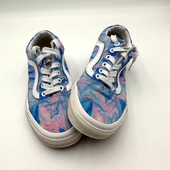 Vans Authentic Old Skool Blue Pink Swirl Oil Slick Low Top Sneakers Size M 5.5 W - Picture 2 of 9